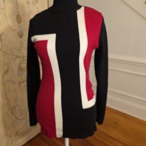 Style & Co. Women's Black, Red, and White Turtleneck Sweater